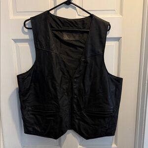 Men's Black Leather Vest